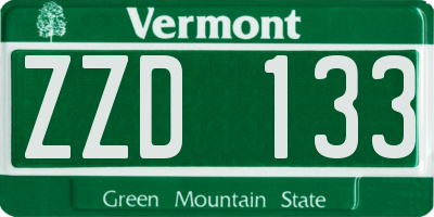 VT license plate ZZD133