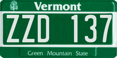 VT license plate ZZD137