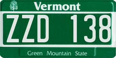 VT license plate ZZD138