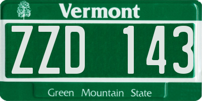 VT license plate ZZD143