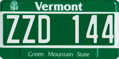 VT license plate ZZD144