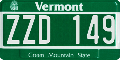 VT license plate ZZD149