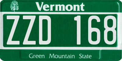 VT license plate ZZD168