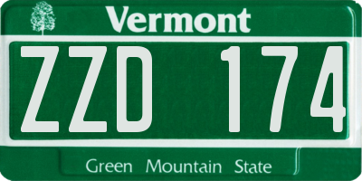 VT license plate ZZD174