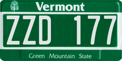 VT license plate ZZD177
