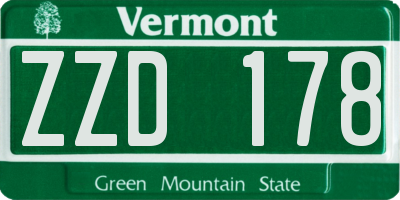 VT license plate ZZD178