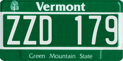 VT license plate ZZD179