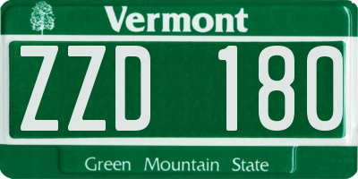 VT license plate ZZD180