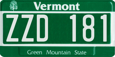VT license plate ZZD181