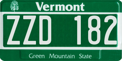 VT license plate ZZD182