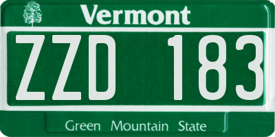 VT license plate ZZD183
