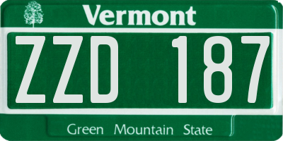 VT license plate ZZD187