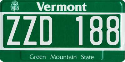 VT license plate ZZD188