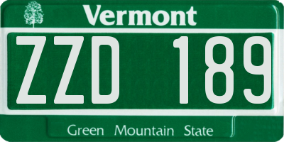 VT license plate ZZD189