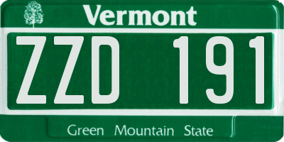 VT license plate ZZD191