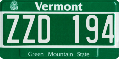 VT license plate ZZD194