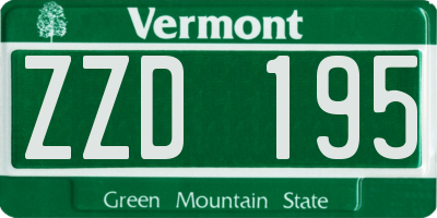 VT license plate ZZD195