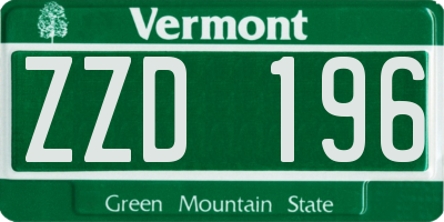 VT license plate ZZD196