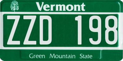 VT license plate ZZD198