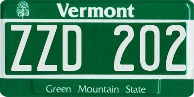 VT license plate ZZD202