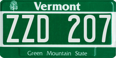 VT license plate ZZD207