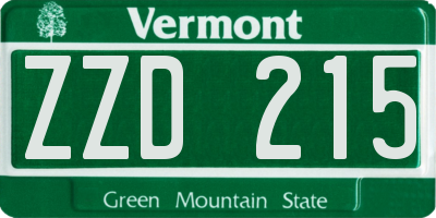 VT license plate ZZD215