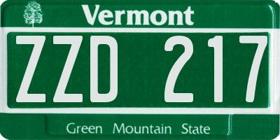 VT license plate ZZD217