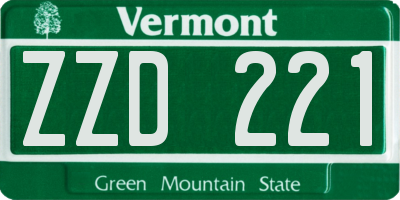 VT license plate ZZD221