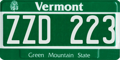 VT license plate ZZD223