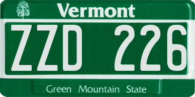 VT license plate ZZD226