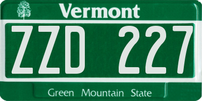 VT license plate ZZD227