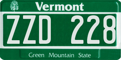 VT license plate ZZD228