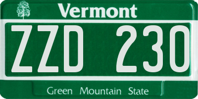 VT license plate ZZD230