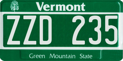 VT license plate ZZD235