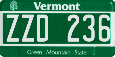 VT license plate ZZD236
