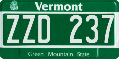 VT license plate ZZD237