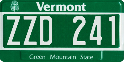 VT license plate ZZD241