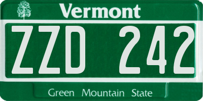 VT license plate ZZD242