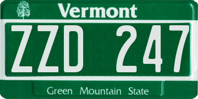 VT license plate ZZD247