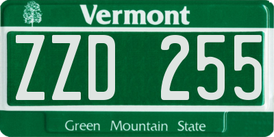 VT license plate ZZD255