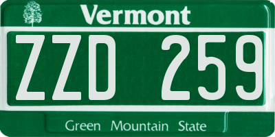VT license plate ZZD259