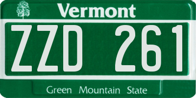 VT license plate ZZD261