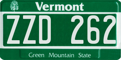 VT license plate ZZD262