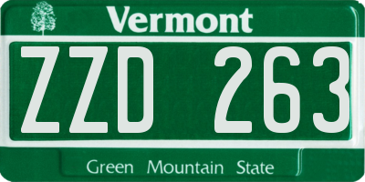 VT license plate ZZD263