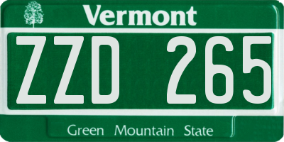 VT license plate ZZD265