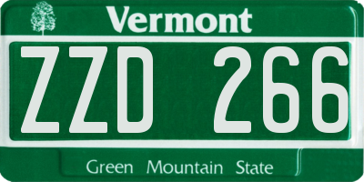 VT license plate ZZD266