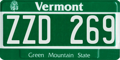 VT license plate ZZD269