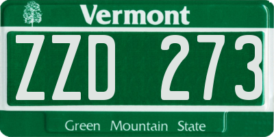 VT license plate ZZD273