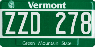 VT license plate ZZD278
