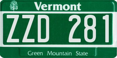 VT license plate ZZD281